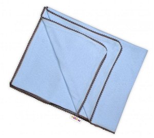 Baby Nellys Letní deka s mini bambulkami, jersey, 100 x 75 cm - sv. modrá/šedý lem