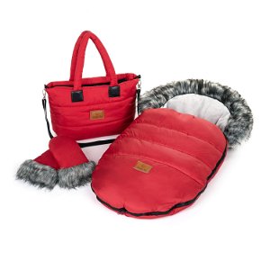 Zimní set HappyBee Trinity - fusak, rukavice, taška Red