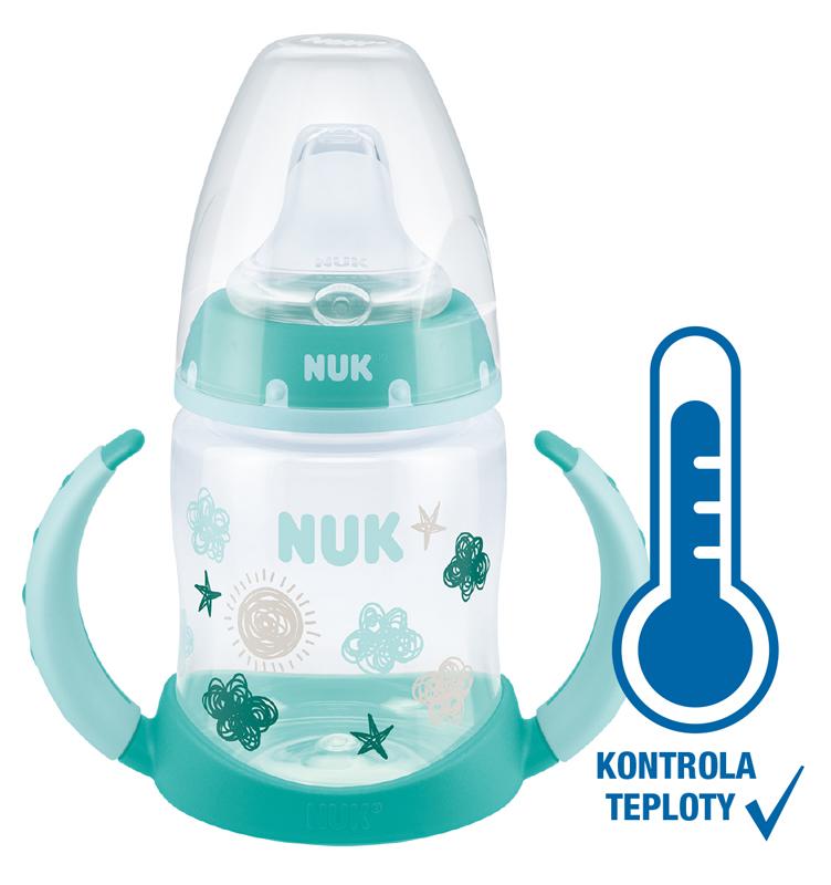 NUK FC lahvička na učení s kontrolou teploty 150 ml tyrkysová