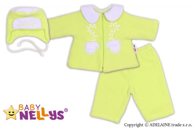 Kabátek, čepička a kalhoty Baby Nellys ®- zelená, 68 (3-6m)