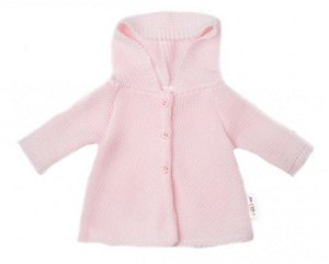 Baby Nellys Kojenecký svetřík s kapucí, áčkový střih - růžový, 56 (1-2m)