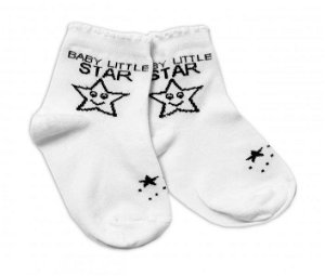 Baby Nellys Bavlněné ponožky Baby Little Star - bílé, 92-98 (18-36m)
