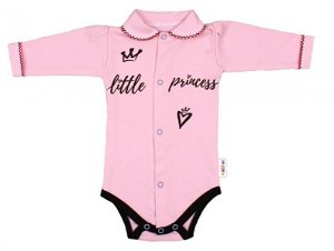 Baby Nellys Body dlouhý rukáv s límečkem,vel. 62, růžové - Little Princess, 62 (2-3m)