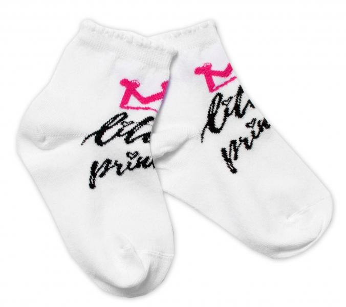 Baby Nellys Bavlněné ponožky Little princess - bílé, vel. 104/116, 104-116 (4-6r)