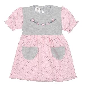 Kojenecké šatičky s krátkým rukávem New Baby Summer dress růžovo-šedé Růžová 86 (12-18m)