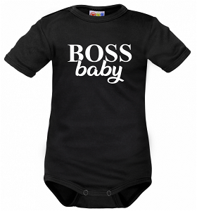 Body krátký rukáv Dejna Boss baby - černé, vel. 80, 80 (9-12m)
