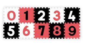 BabyOno Pěnové puzzle - Čísla, 10ks, černá/červená/bílá