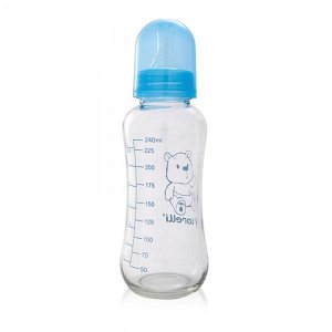 NELLYS Skleněná lahvička Lorelli pro kojené děti 240 ml BLUE