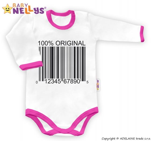 Baby Nellys Body dlouhý rukáv 100% ORIGINÁL - bílé/růžový lem, 80 (9-12m)