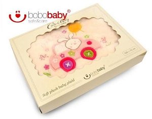 BOBO BABY Dětská deka BOBOBABY - Králíček v autě - krémová/růžová