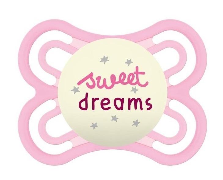MAM Symetrický dudlík Perfect Night Girl, svítící - Sweet dreams, růžová, 0m +