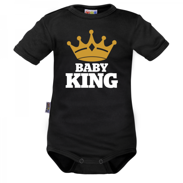 Body krátký rukáv Dejna Baby King - černé, vel. 68, 68 (3-6m)