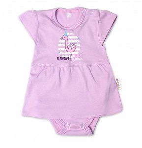Baby Nellys Bavlněné kojenecké sukničkobody, kr. rukáv, Flamingo - lila, vel. 74, 74 (6-9m)