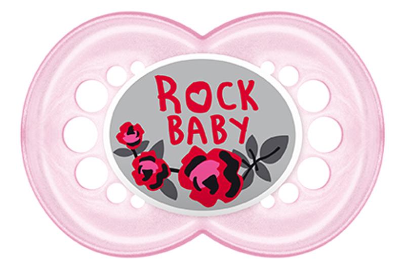 MAM Dudlík ortodontický Rock'n'Roll silikon, 6m+ růžový, Rock baby
