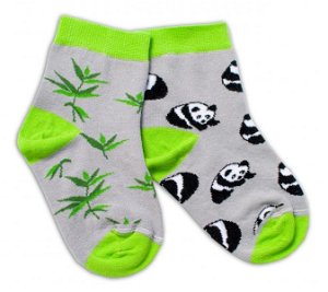 Baby Nellys Bavlněné veselé ponožky Panda - šedé, 92-98 (18-36m)