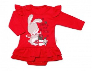 Baby Nellys Kojenecké sukničkobody dlouhý rukáv, Bunny, červené, vel. 62, 62 (2-3m)