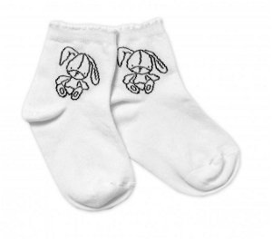 Baby Nellys Bavlněné ponožky Cutte Bunny - bílé, 92-98 (18-36m)