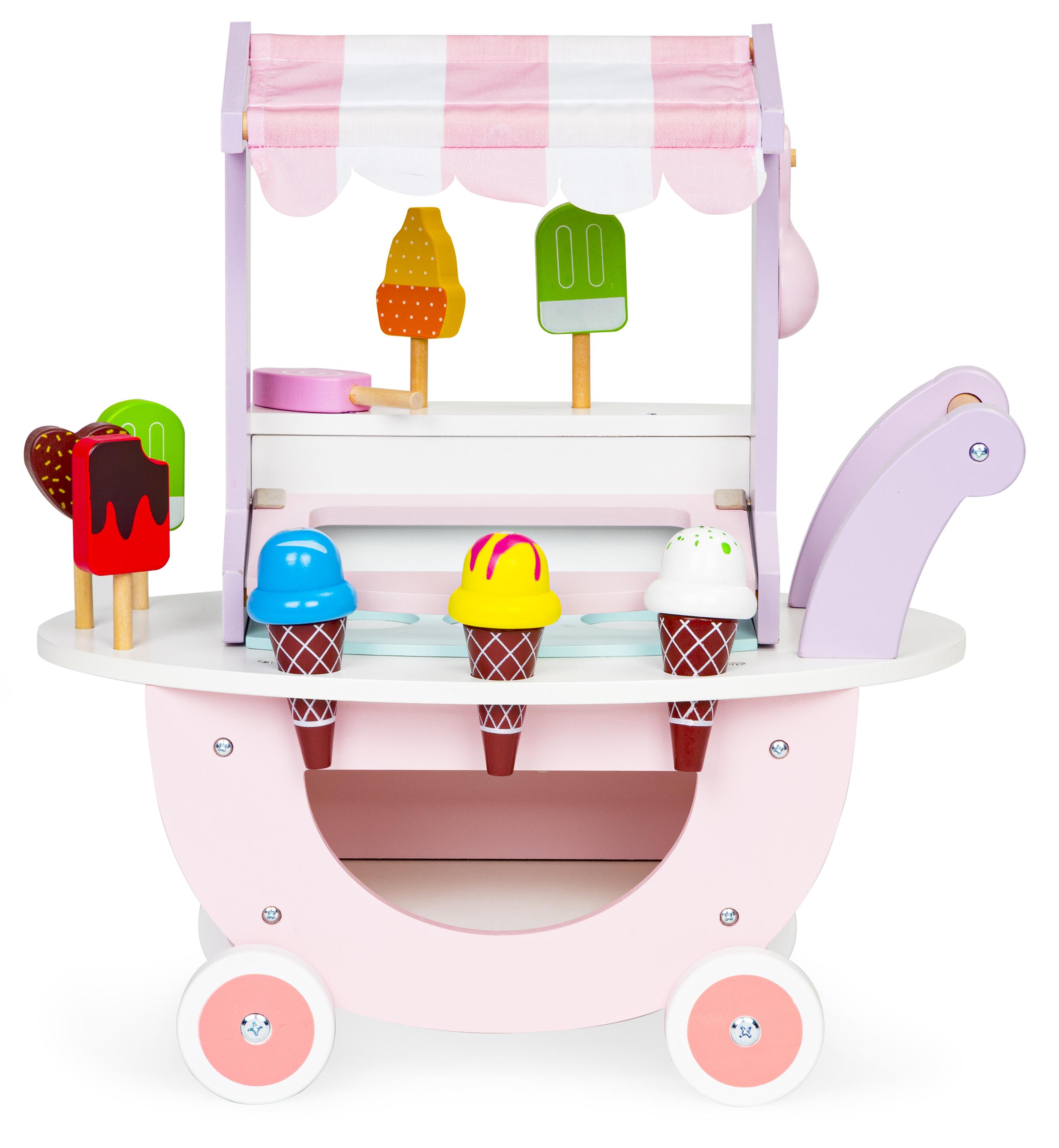 Dřevěný vozík Ecotoys se zmrzlinou, TL89015