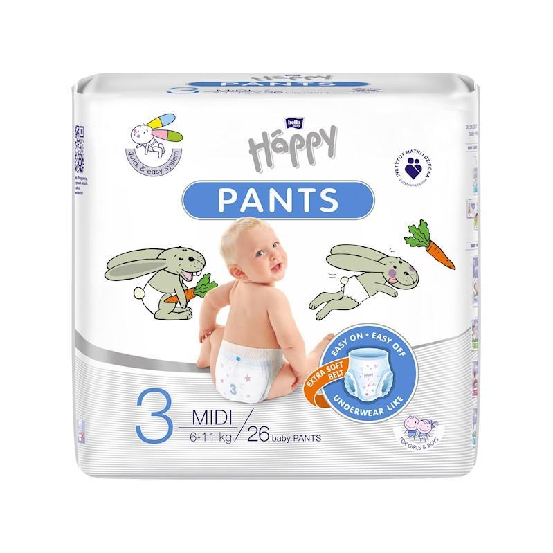 BELLAHAPPY BELLA HAPPY Pants Midi dětské plenkové kalhotky (6-11 kg) 26 ks