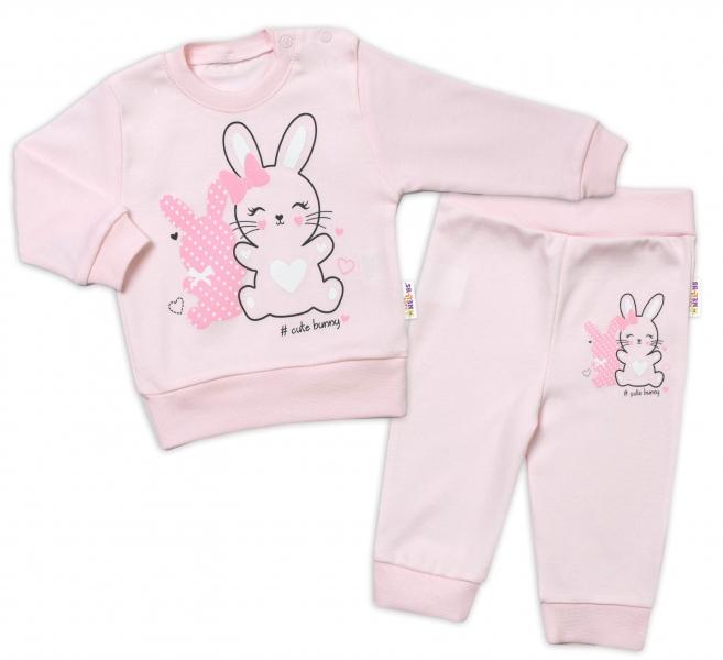 Baby Nellys Kojenecká tepláková souprava Cute Bunny - růžová, vel. 74, 74 (6-9m)