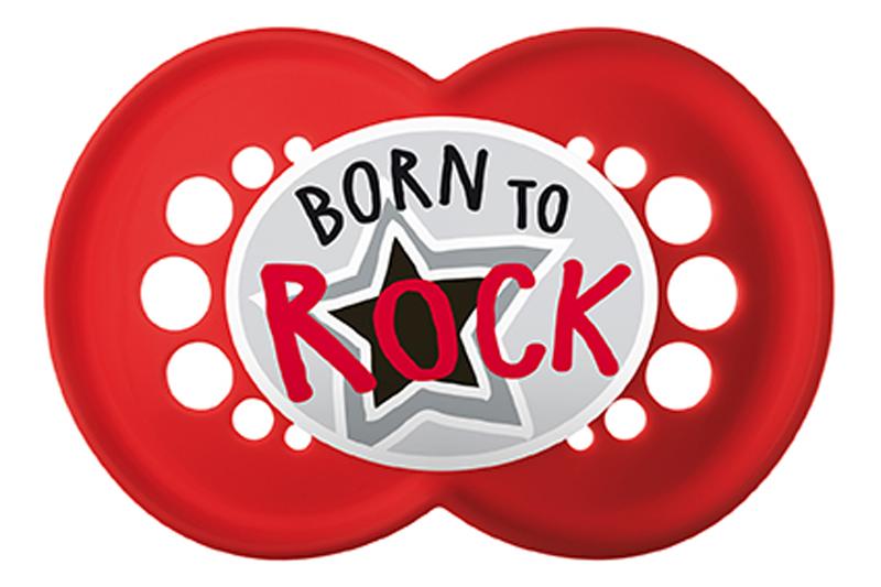 MAM Dudlík ortodontický Rock'n'Roll silikon, 6m+ červený, Born to rock