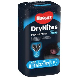 HUGGIES DryNites Plienky kalhotkové pro chlapce 8-15 let (27-57 kg), 9 ks
