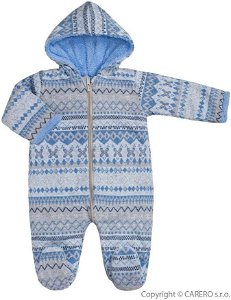 Zimní kojenecká kombinéza Baby Service Etnik zima šedo-modrá Modrá 68 (4-6m)