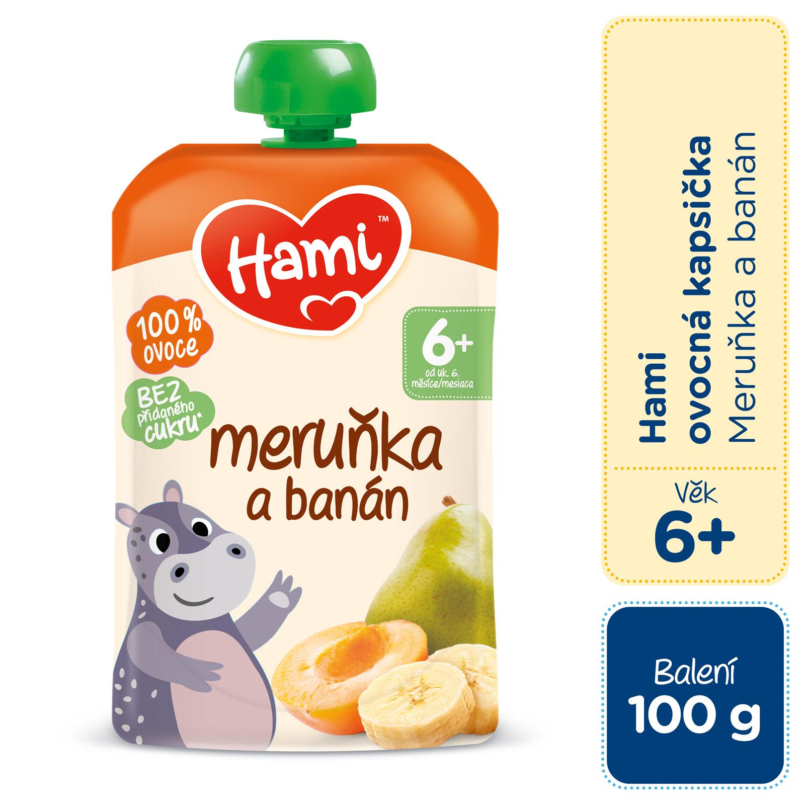 HAMI Kapsička ovocná Meruňka a banán 100 g, 6m+