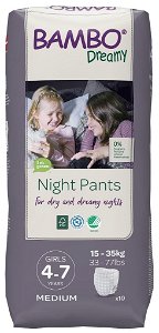 BAMBO Dreamy Night Kalhotky plenkové jednorázové Pants Girl 4-7 let, 10 ks, pro 15-35 kg
