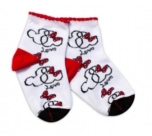Baby Nellys Bavlněné ponožky Minnie Love - bílé, vel. 104/116, 104-116 (4-6r)