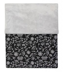 Emitex celoroční deka MIMI černá, stříbrné květy/velvet světle šedý