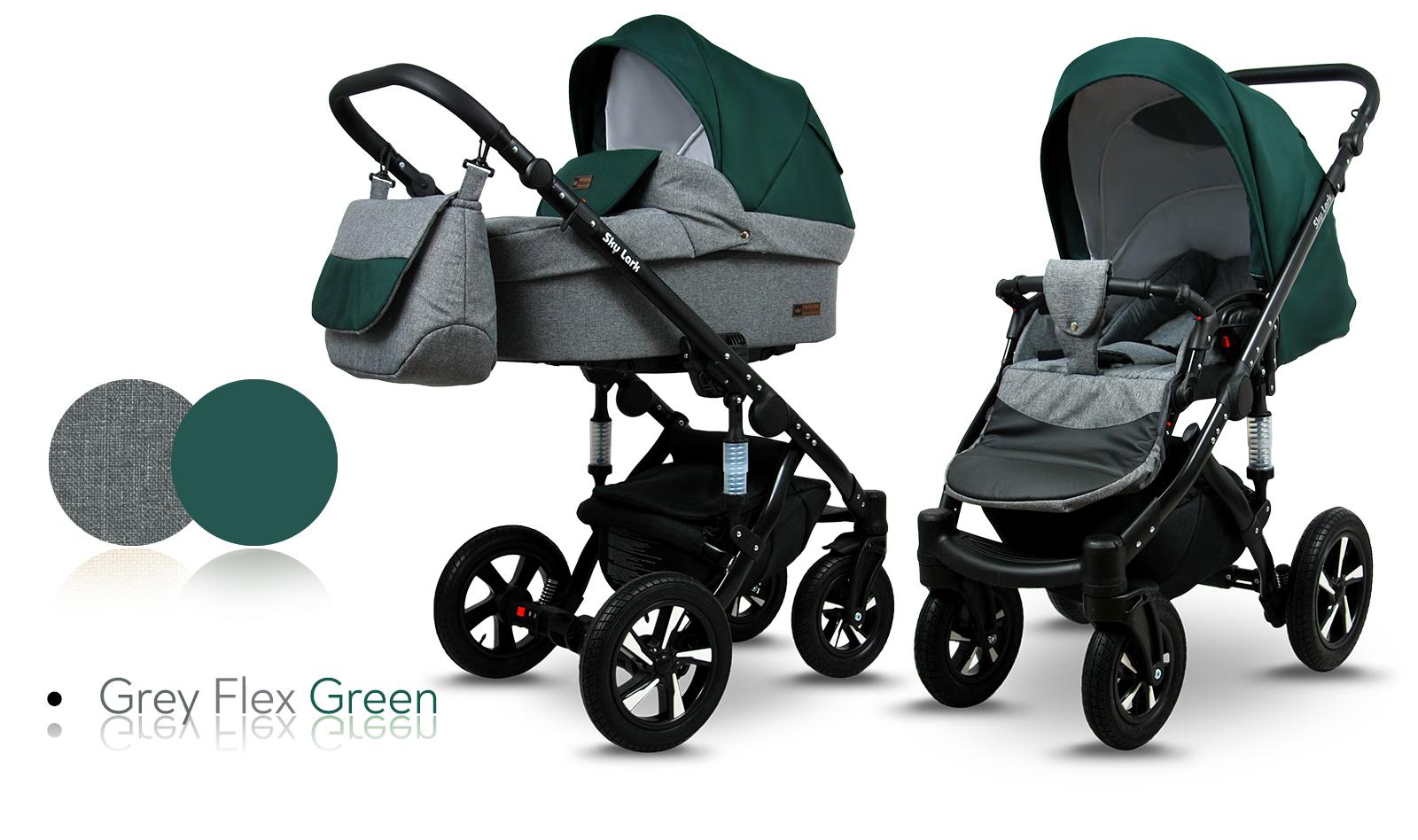 Kombinovaný kočárek Raf-pol Baby Lux SKY LARK SOFT 2021 Grey Flex Green