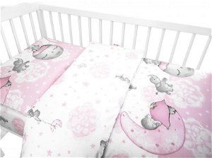 Baby Nellys 2-dílné bavlněné povlečení, Baby Elephant - růžová, 120x90