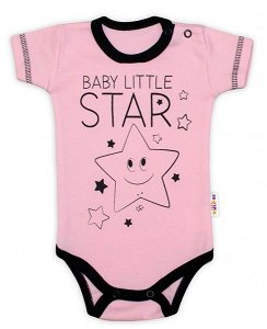 Body krátký rukáv Baby Nellys, Baby Little Star - růžové, 50 (0-1m)