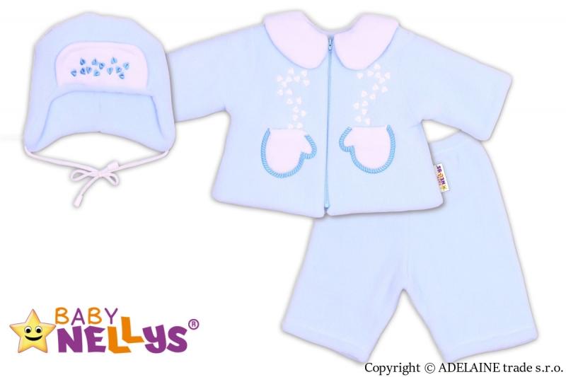Kabátek, čepička a kalhoty Baby Nellys ®- sv. modrá, 68 (3-6m)