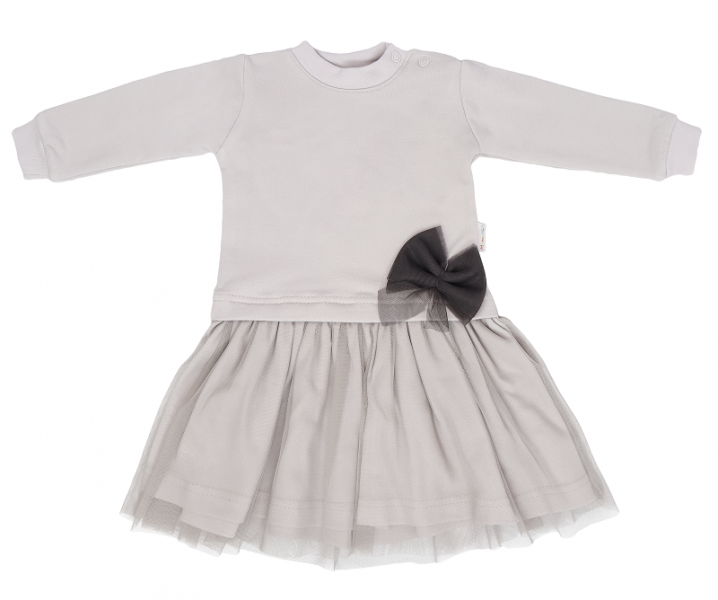 Mamatti Dětské šaty s týlem Louka - šedé, vel. 86, 86 (12-18m)