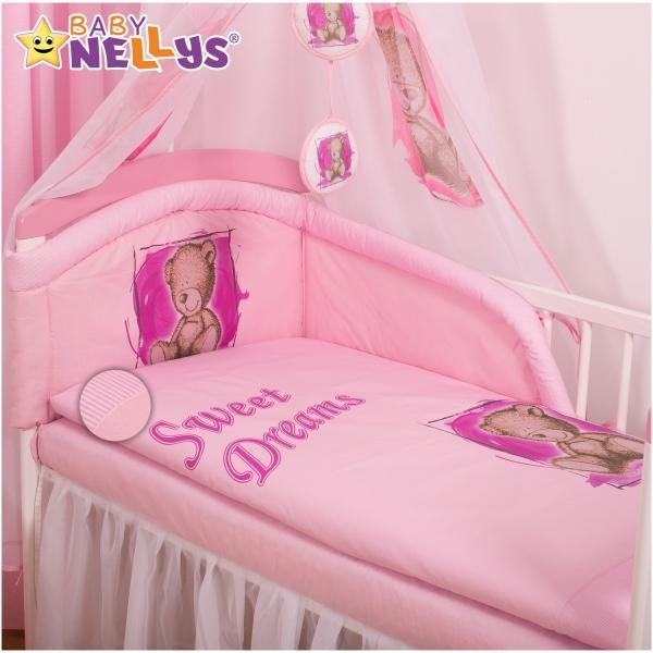 Baby Nellys Mantinel s povlečením Sweet Dreams by Teddy - růžový, 140x70