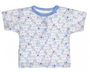MBaby Bavlněné Polo tričko s krátkým rukávem Kočičky vel. 74 - modré, 74 (6-9m)