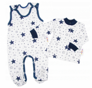 Baby Nellys  2-dílná sada, bavlněné dupačky s košilkou Galaxie, bílá/granát, vel. 62, 62 (2-3m)