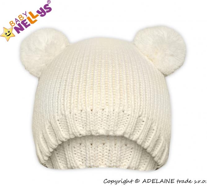 Zimní čepice Baby Nellys ® Medvídek - smetanová, 104-116 (4-6r)