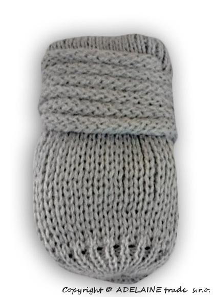 BABY NELLYS Kojenecké rukavičky pletené, zimní - sv. šedé, 56-68 (0-6 m)