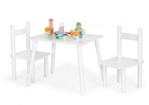 ECO TOYS  Dětský nábytek, stoleček + dvě židličky - bílá