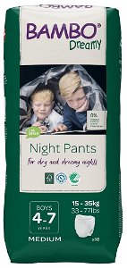 BAMBO Dreamy Night Kalhotky plenkové jednorázové Pants Boy 4-7 let, 10 ks, pro 15-35 kg