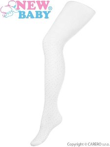 Bavlněné punčocháče 3D New Baby bílé s puntíky Bílá 152 (11-12r)