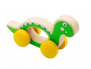 Small Foot Dřevěná hračka do ručičky Dinosaurus - zelený
