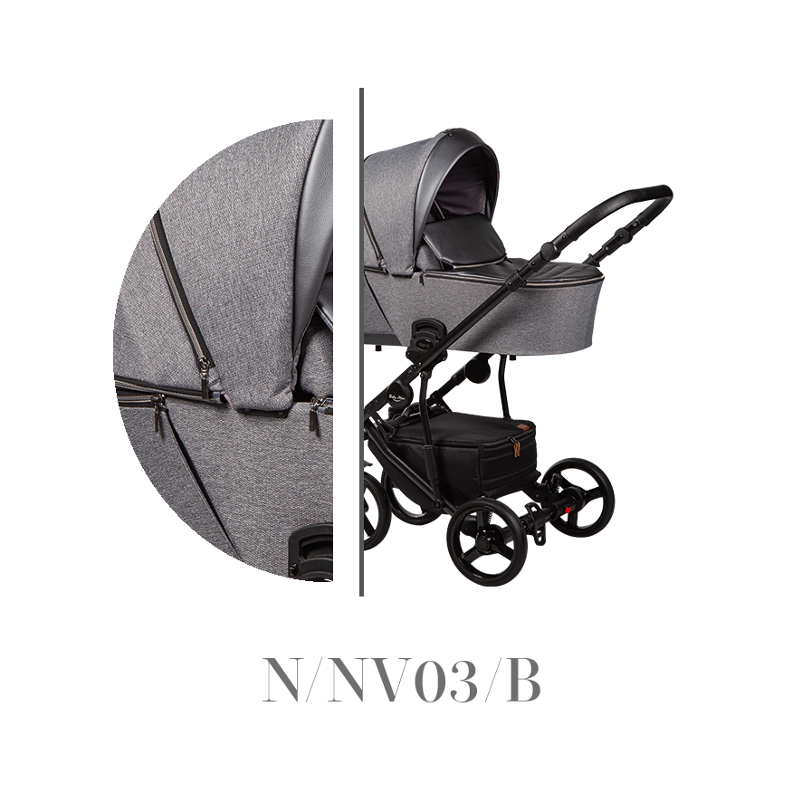 Kombinovaný kočárek Baby Merc 2v1 NOVIS 2021, černý rám N/NV03/B