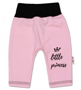 Baby Nellys Bavlněné tepláčky, růžové Little Princess, 56 (1-2m)