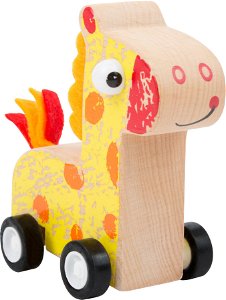 Small foot by Legler Small Foot Dřevěná žirafa na kolečkách žlutá