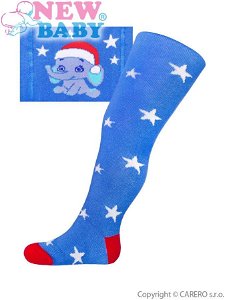 Vánoční bavlněné punčocháčky New Baby modré se slonem Modrá 68 (4-6m)