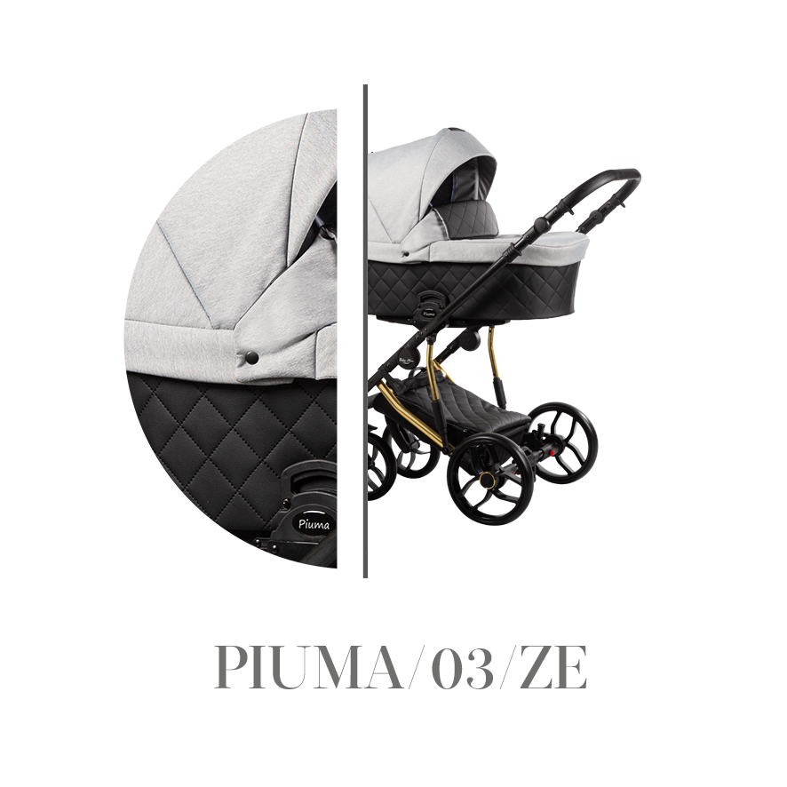 Kombinovaný kočárek Baby Merc 2v1 PIUMA LIMITED 2021, zlatý rám PIUMA/03/ZE